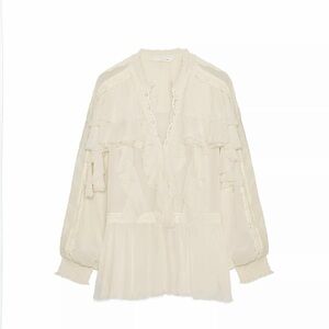 ZARA ZW COLLECTION LACE RUFFLE BLOUSE